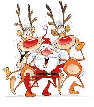 Rentier Rudolf mit der roten Nase und der Weihnachtsmann